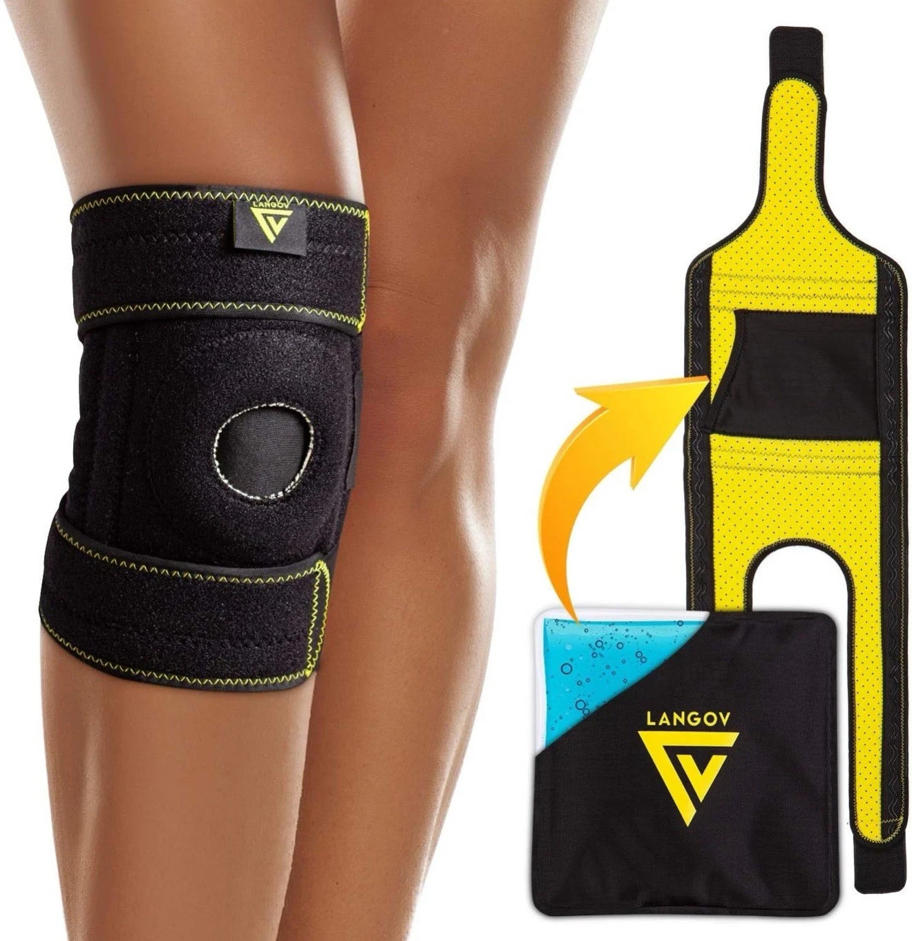 Knee Brace for Knee Pain for Women&Men Knee Compression Sleeve Open Patella S/MK