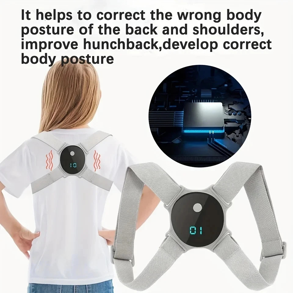 Smart Electric Posture Corrector Back Brace USB Rechargeable Vibration Sensor