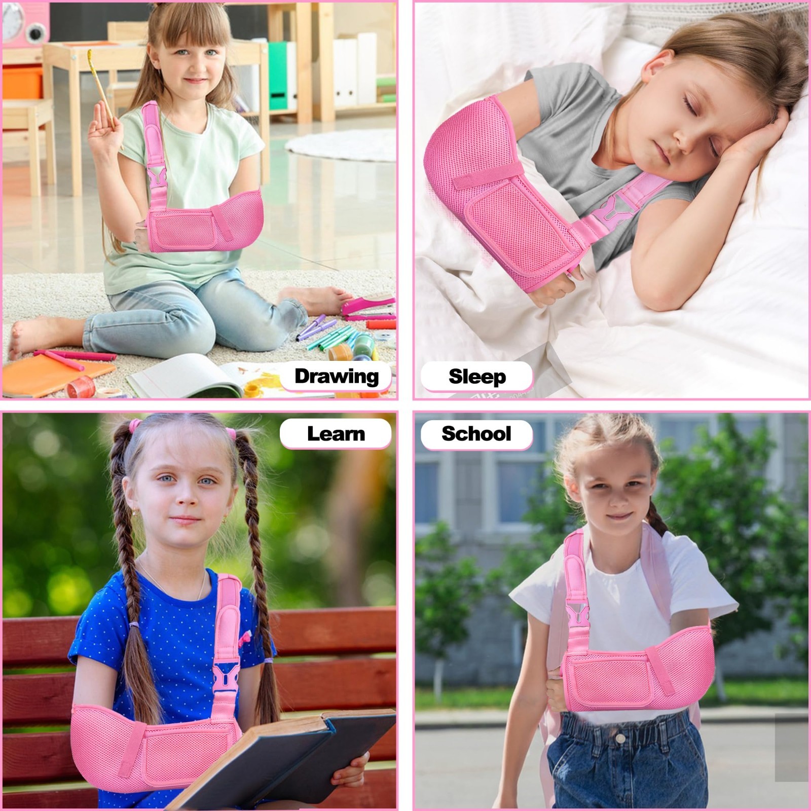 Kids Adjustable Arm Sling – Breathable Mesh Shoulder Immobilizer for Elbow & Wri