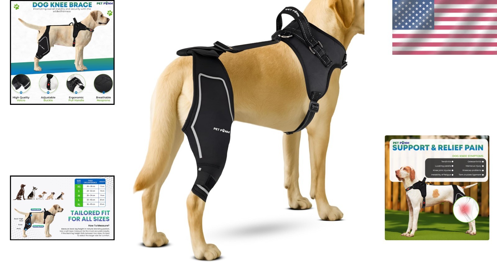 Comfortable Neoprene Dog Knee Brace with Harness – Ideal for Mobility & Recovery