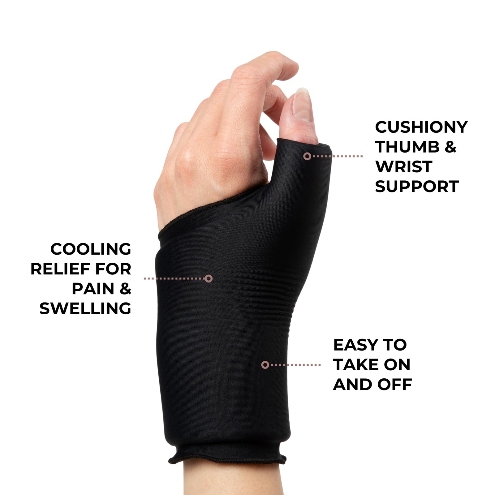 Cooling Compression Sleeve For Thumb and Wrist Pain (Jet Black, Large-Extra L…