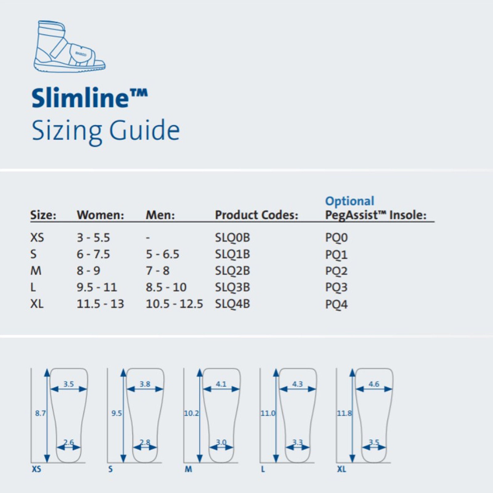 SlimLine Black Cast Boot Medium Hook and Loop SLQ2B