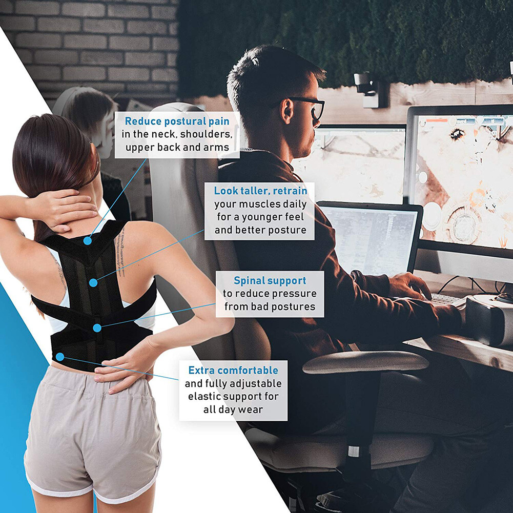 Lower Back Brace Posture Corrector Shoulder Support Waist Belt for Men Women