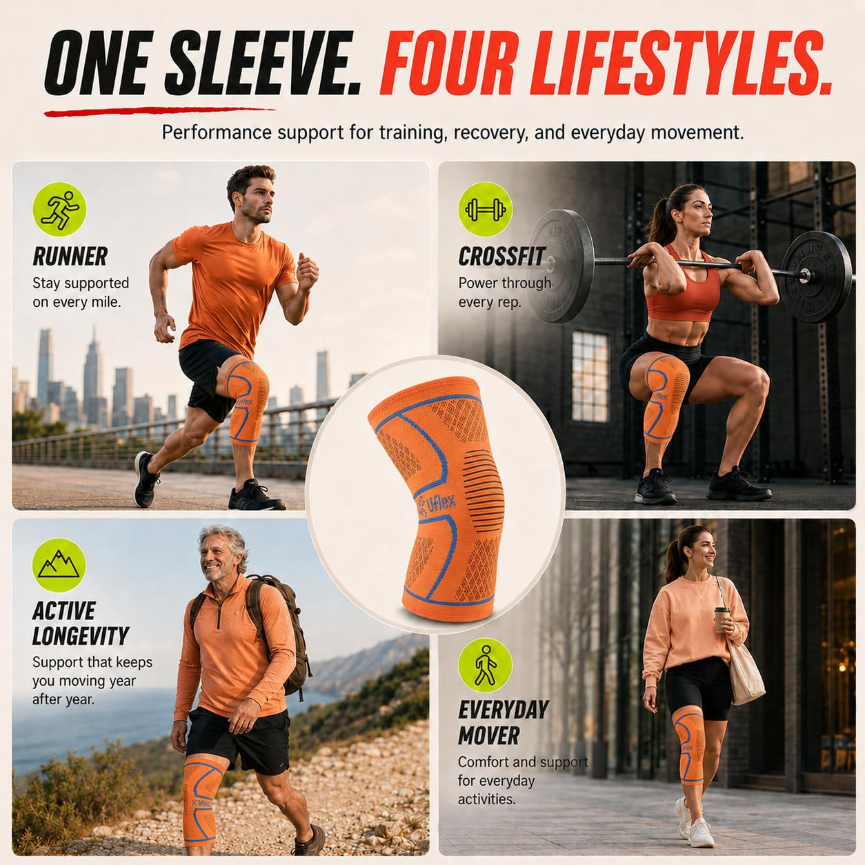 Knee Brace for Men and Women Knee Compression Sleeve Knee Support Wraps for Arth