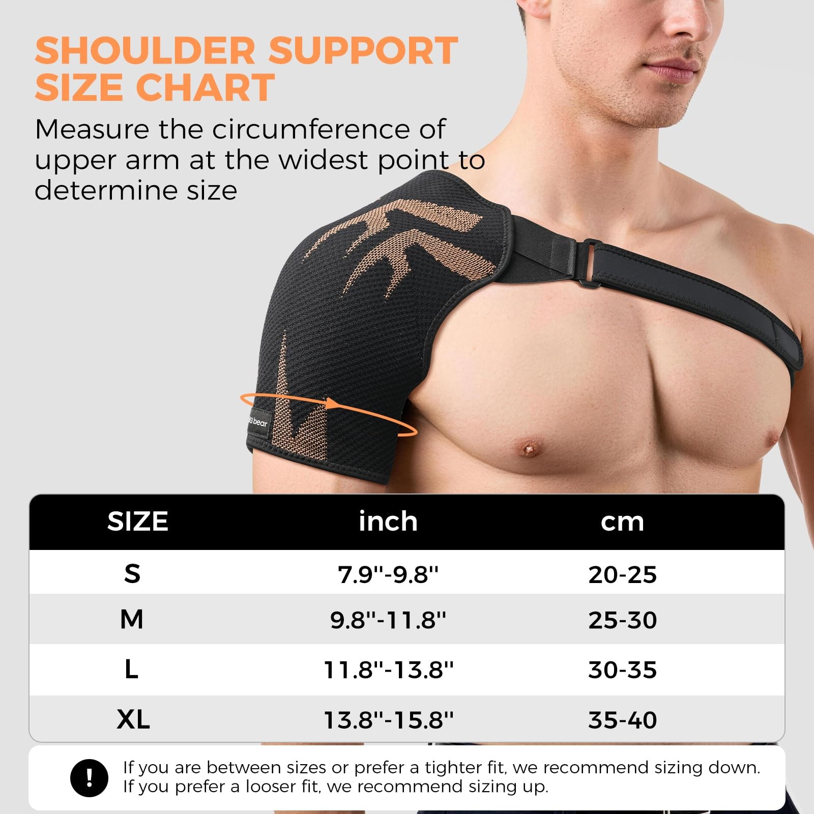 BULA BEAR Rotator Cuff Shoulder Brace with Removable Gel Pad, Breathable Copp…