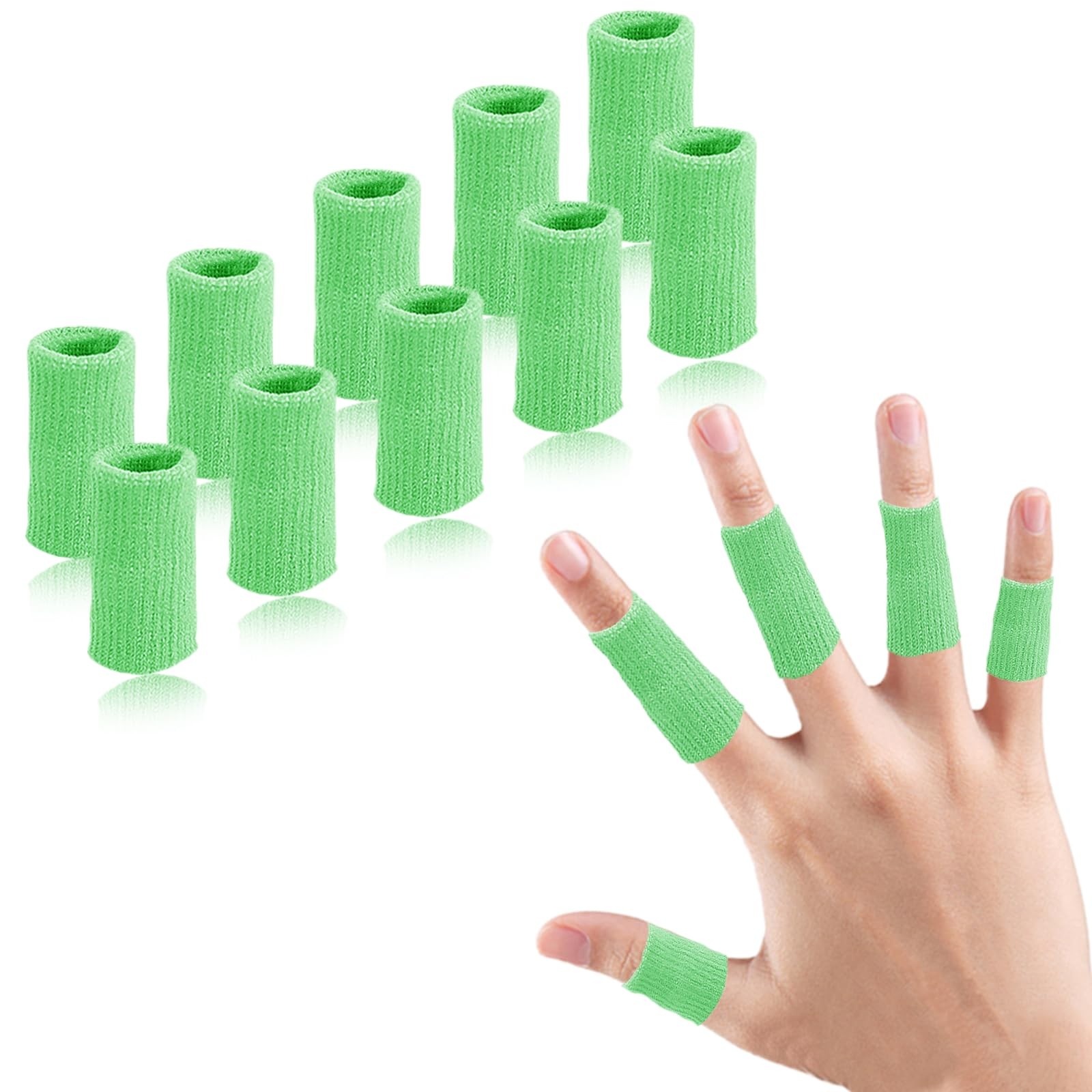 EDNYZAKRN Finger Compression Sleeves, 10 Pcs One Size, Light Green