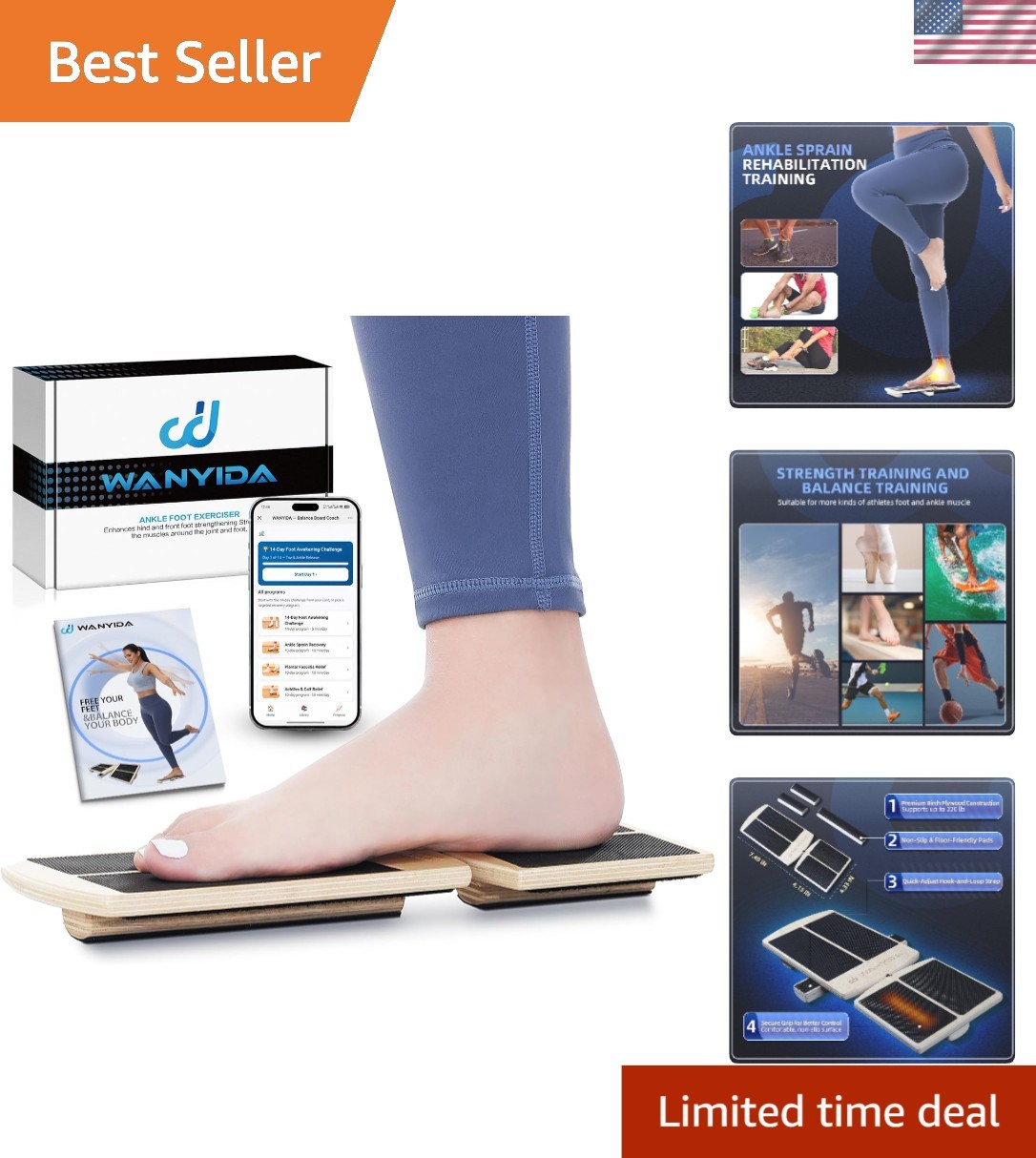 Physical Therapist Approved Balance Board for Enhanced Foot Mobility & Strength