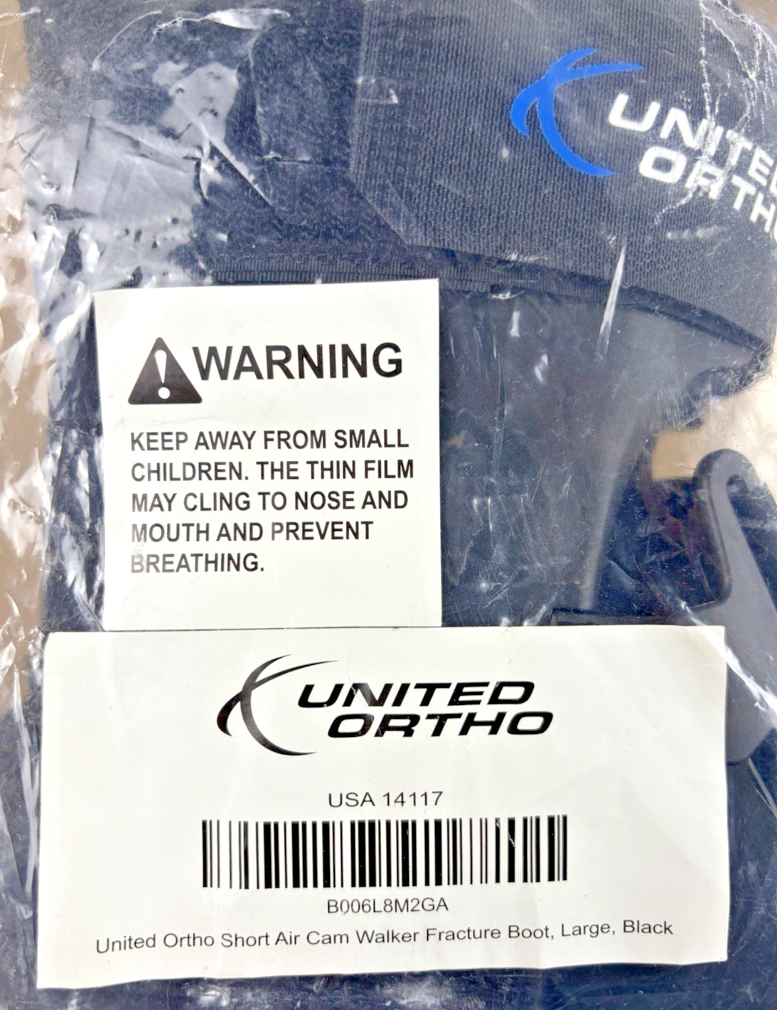 United Ortho Short Air Cam Walker Fracture Boot Size Large Black