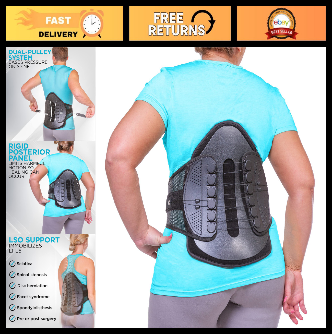 Plus Size Lumbar Support Belt – XXXL Decompression Brace for Back Pain Relief, S