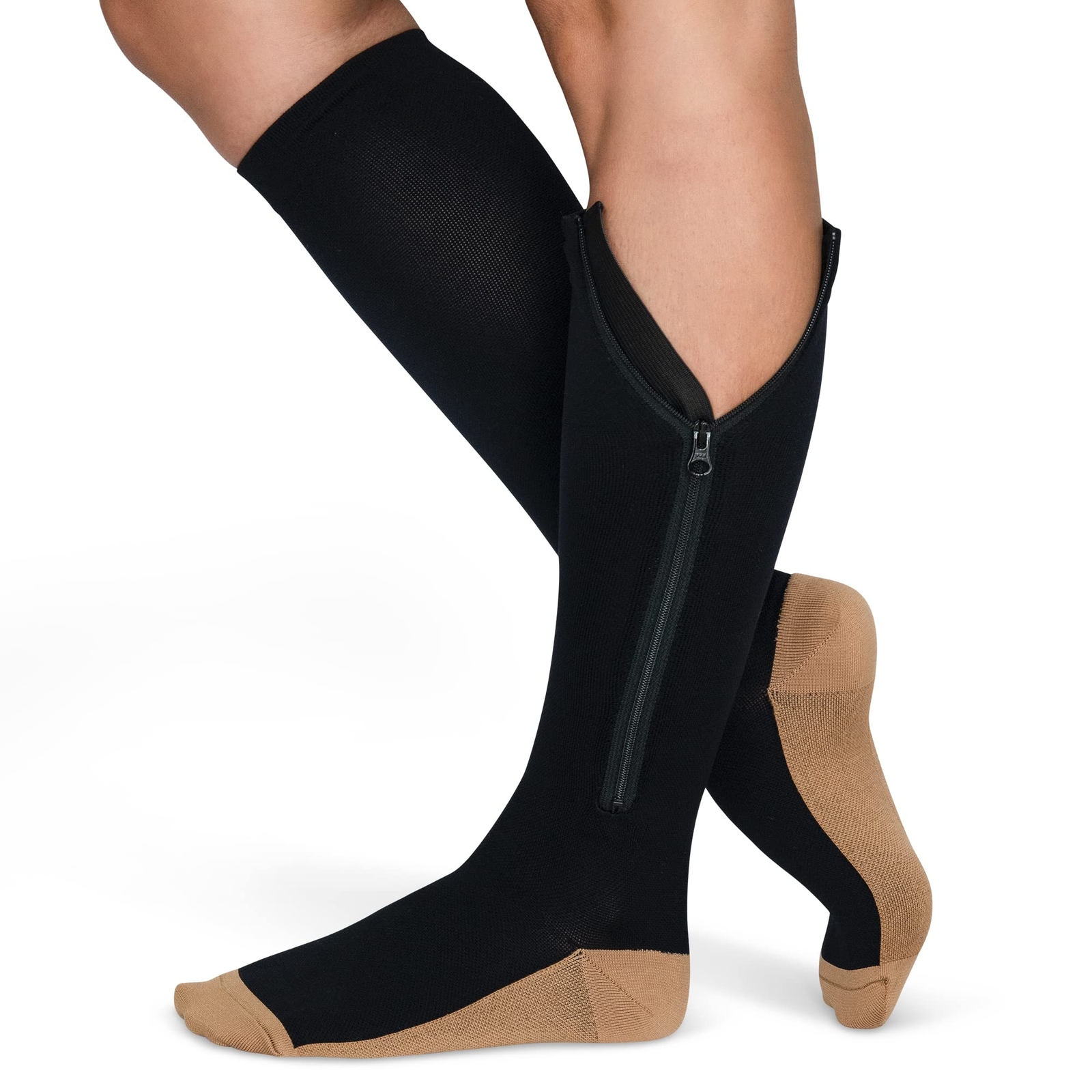 ™ Zipper Compression Socks for Men & Women 20-30mmHg Closed Toe Graduated Zip…