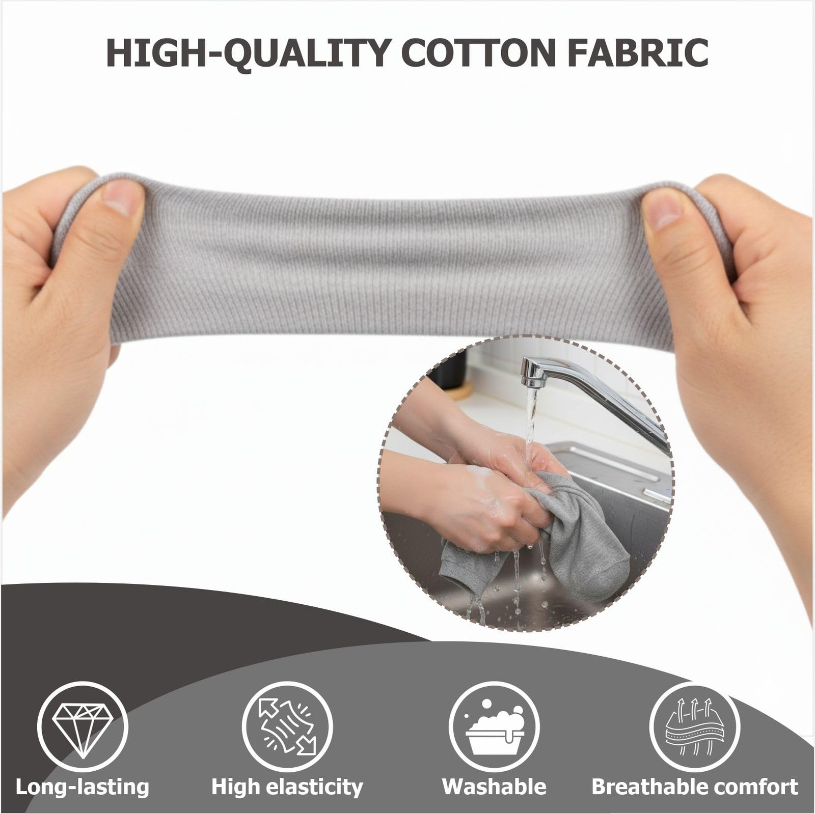 Cotton Prosthetic Socks, Soft Breathable Stump Liners, Multiple Grey L