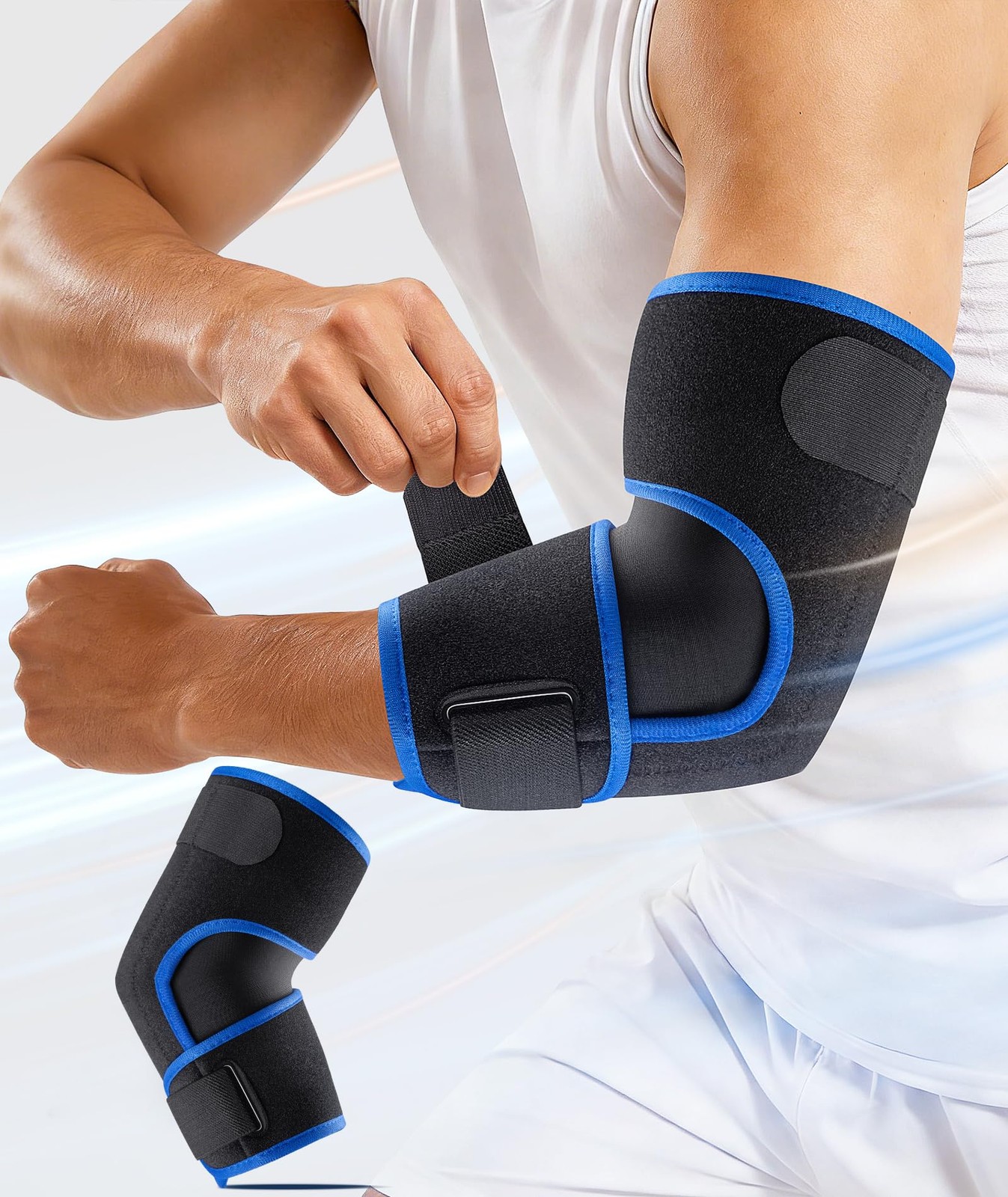OXYSAIKO Elbow Brace for Tennis & Tendonitis- Adjustable Black