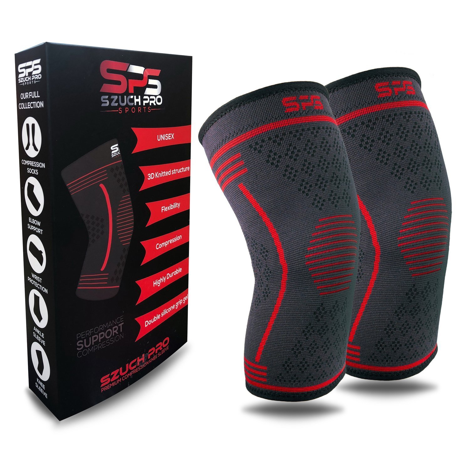 Pair Non-Slip Szuch Pro Breathable Compression Knee Sleeve Brace (S-XL) 3 Colors