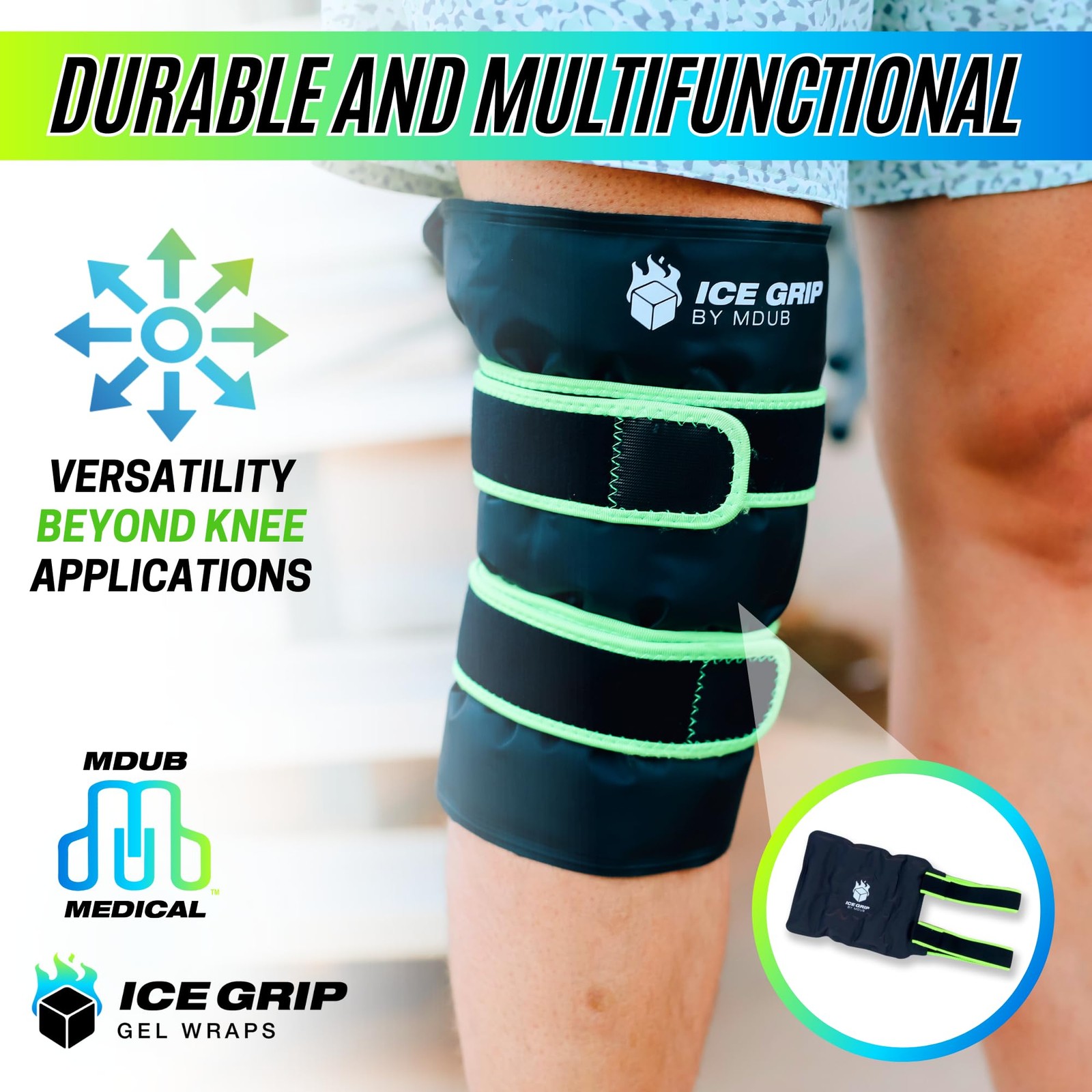 ICE GRIP Knee Hot & Cold Ice Wrap Post Surgery Compression Reusable Gel Pack