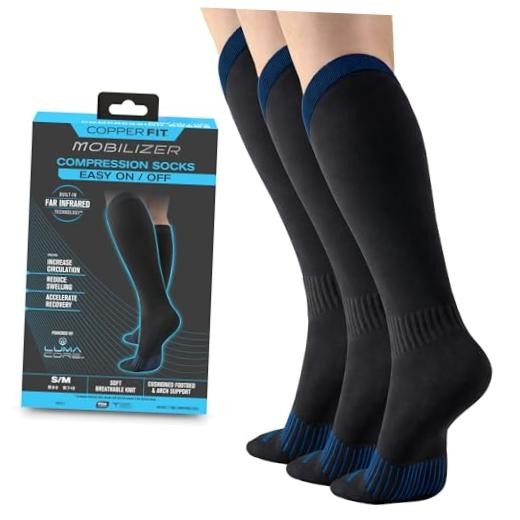 Mobilizer Compression Socks Easy On & Off Improves Small-Medium Black – 3 Pack
