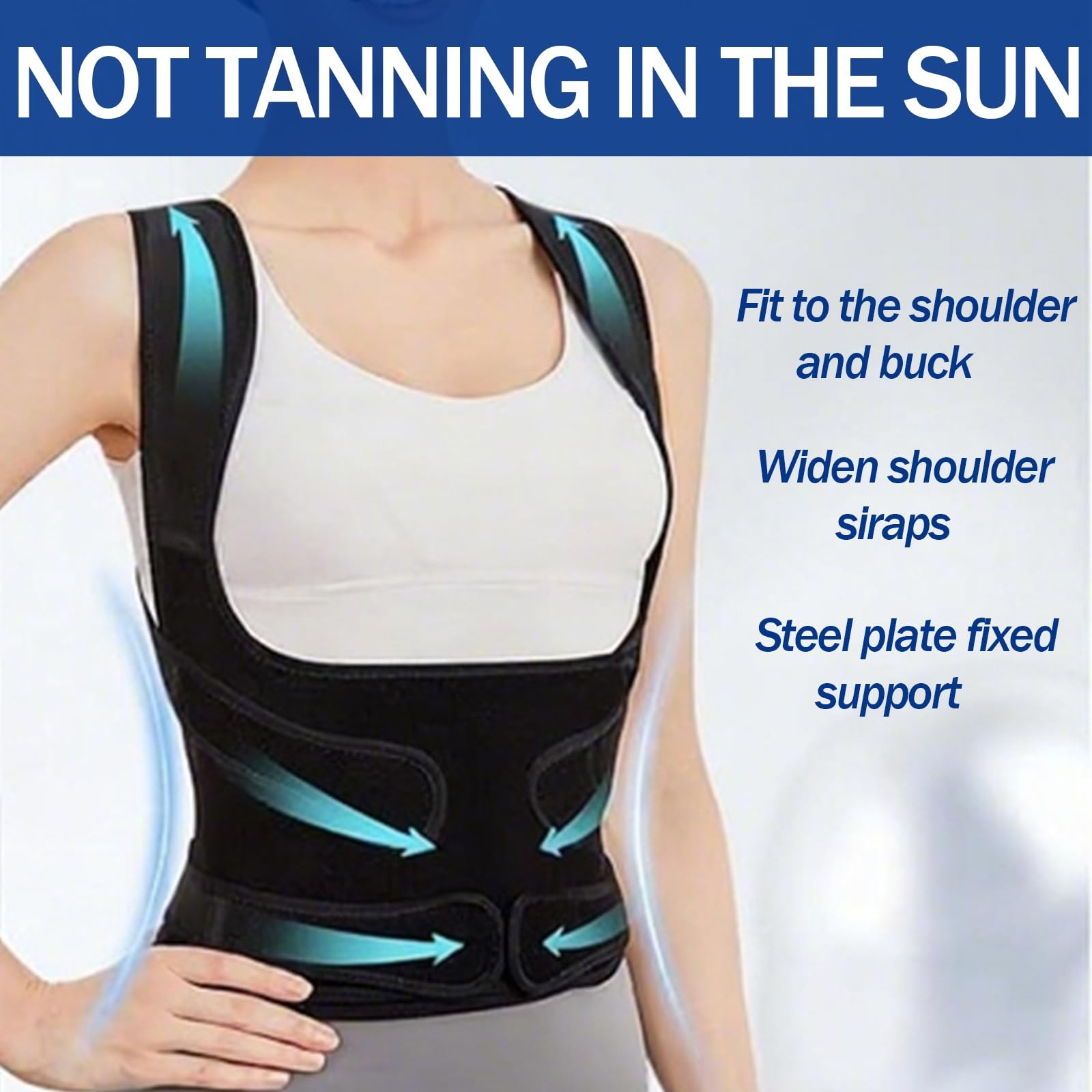 LAOGUATON Posture Corrector Back Support Brace, Adjustable Shoulder L, BLACK