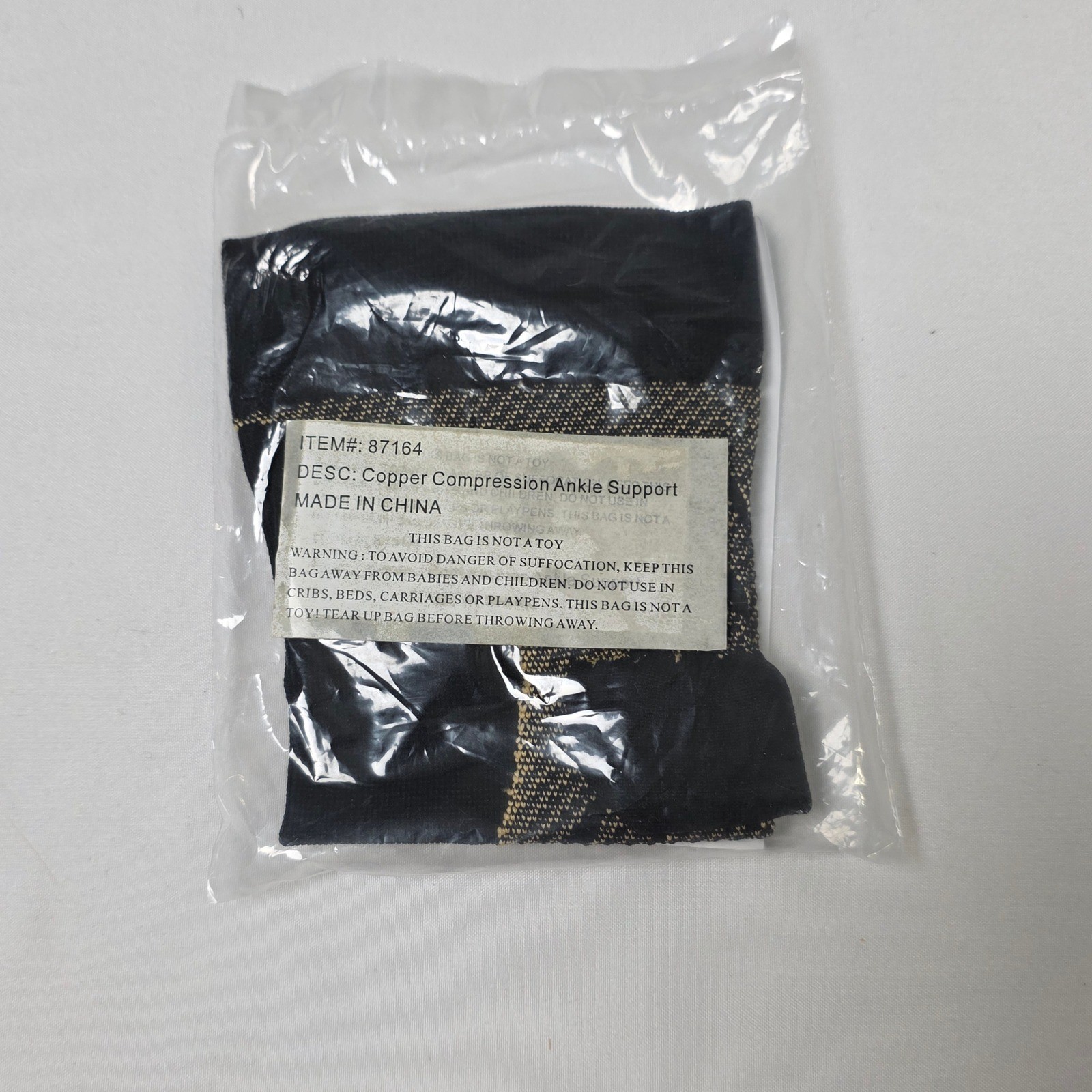 Copper Compression Ankle Support Sleeve Plantar Fasciitis Relief Black 87164
