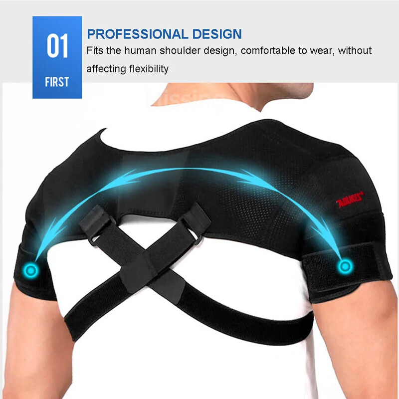 Double Shoulder Brace Torn Rotator Cuff Pain Relief Support Therapy Sleeve Belt