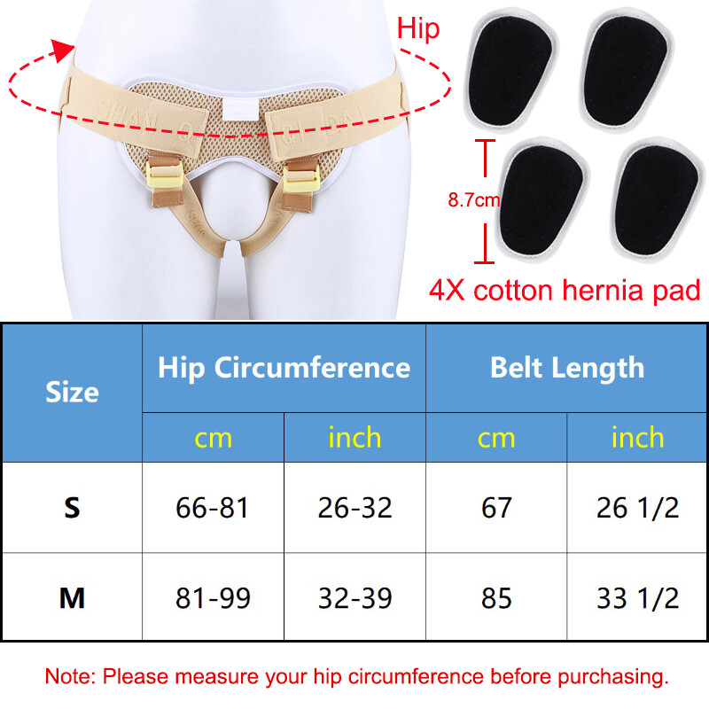 Mens Inguinal Groin Hernia Support Belt Hernia Pain Relief Truss Brace & 4 Pads