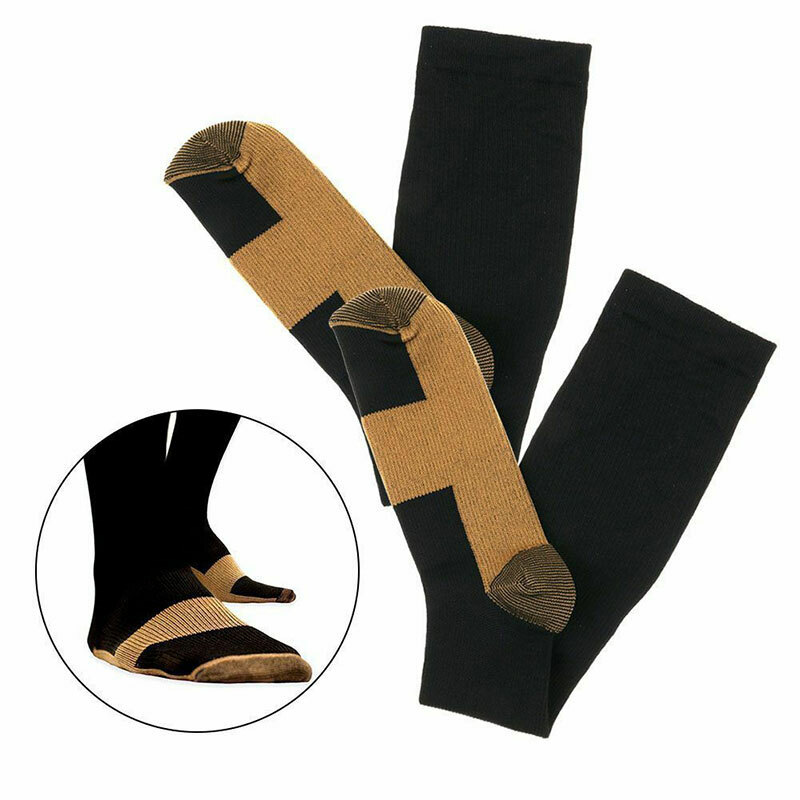 (3/6Pairs) Copper Compression Socks 20-32mmHg Graduated Support Men Women S-XXL