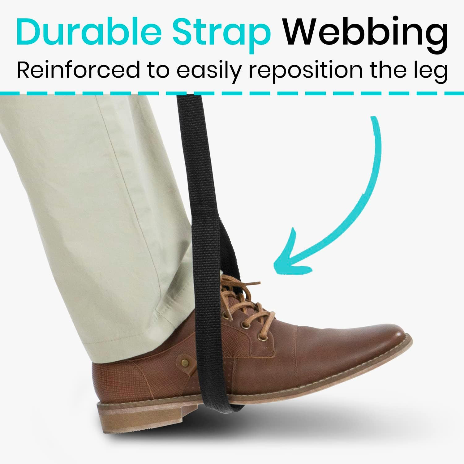 Leg Lifter Strap (44 Inch) – Rigid Foot Loop, Hand Grip for Adult, Senior, Elder