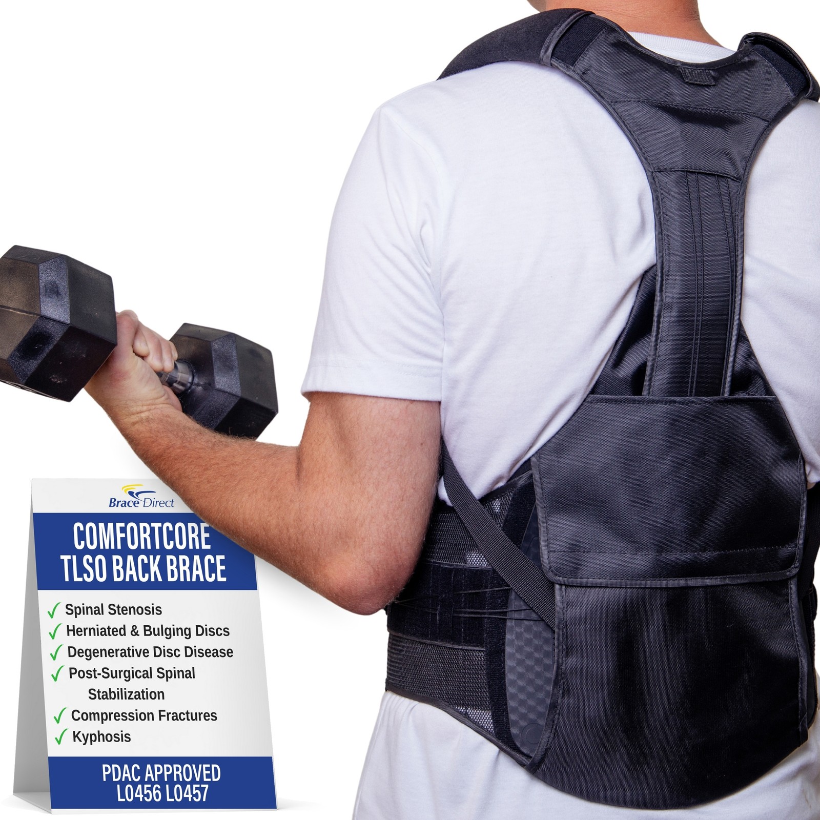 Brace Align ComfortCore TLSO Back Brace – Thoracic Lumbar Support for Kyphosis,