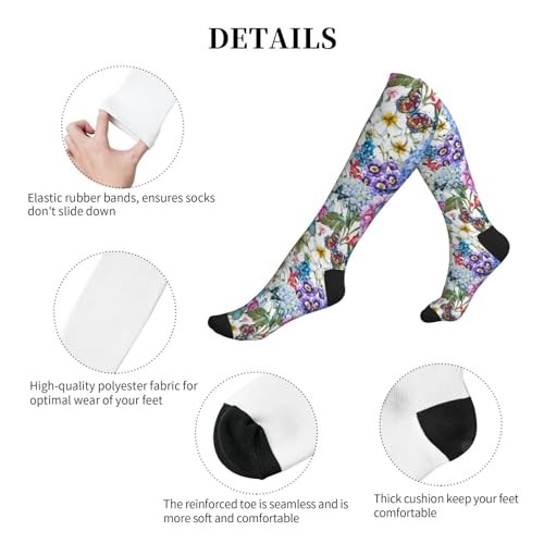 Compression Socks Women And Men For Nurses One Size Watercolor Floral Pattern