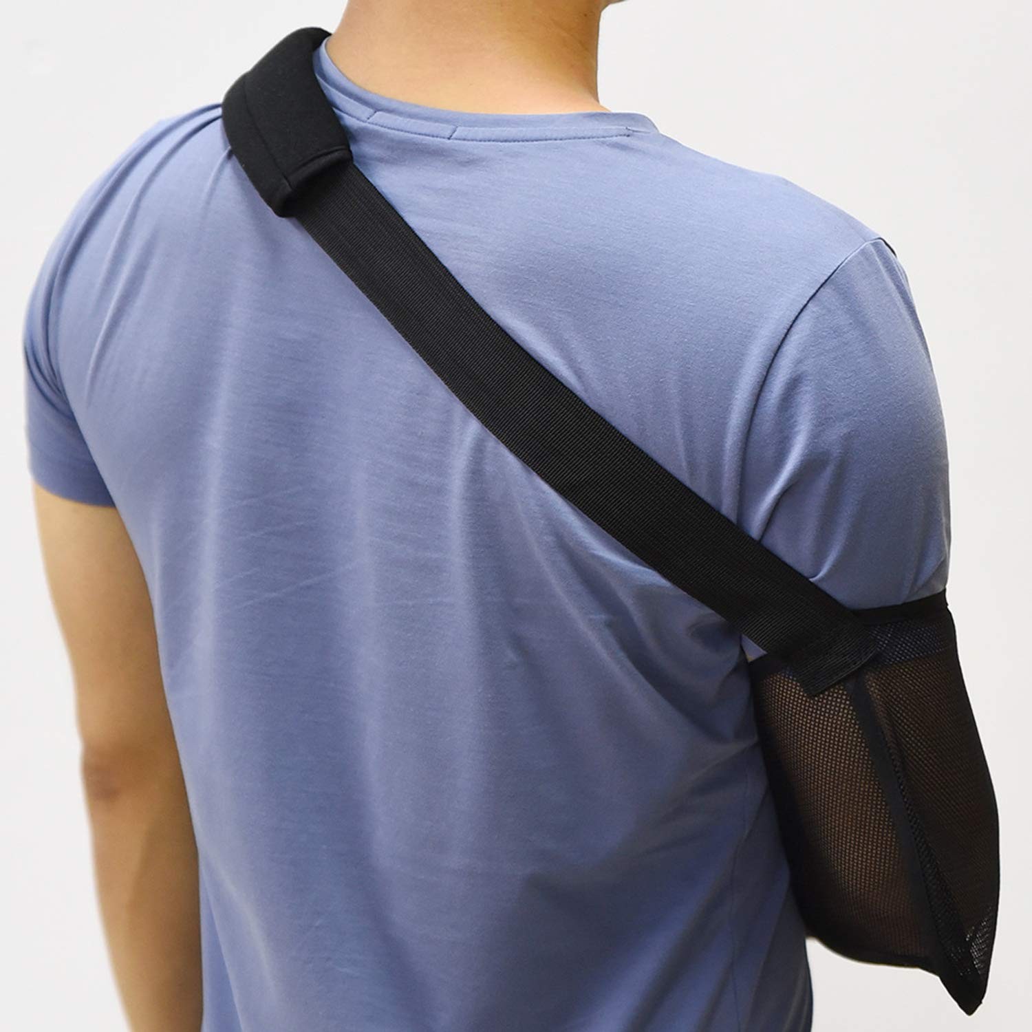 Black Breathable Mesh Arm Sling for Shower Adjustable for Rotator Cuff Injury