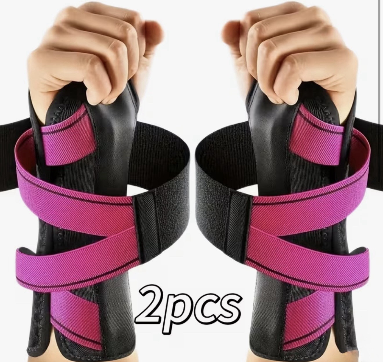 Adjustable Wrist & Forearm Stabilization Brace One Size Unisex 2pcs Black/Pink