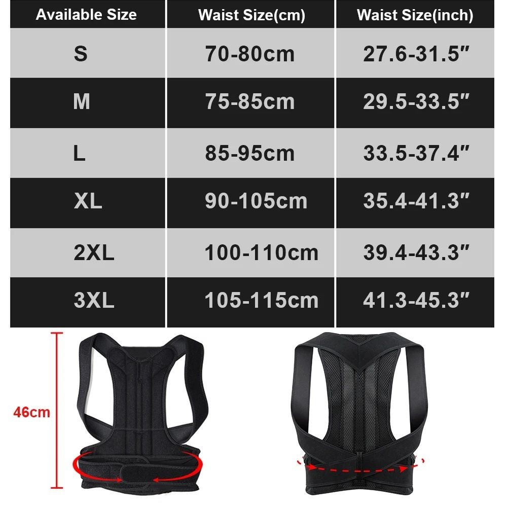 Adjustable Posture Corrector Low Back Support Shoulder Brace Belt for Men Women