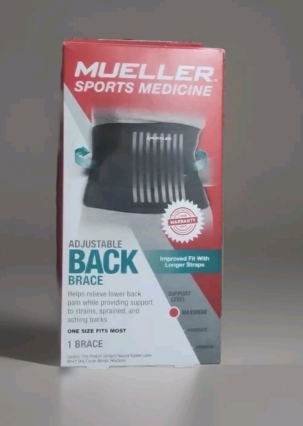 Mueller Sports Adjustable Back Brace Support- Universal Lifting Belt -Black OSFM