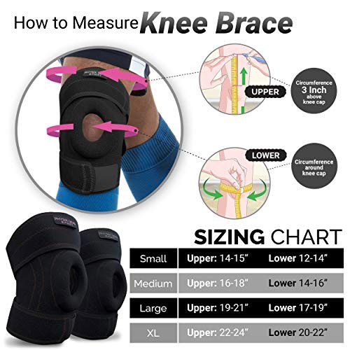 Physix Gear Knee Brace for Men & Women – Adjustable Patella Medium Black/Grey
