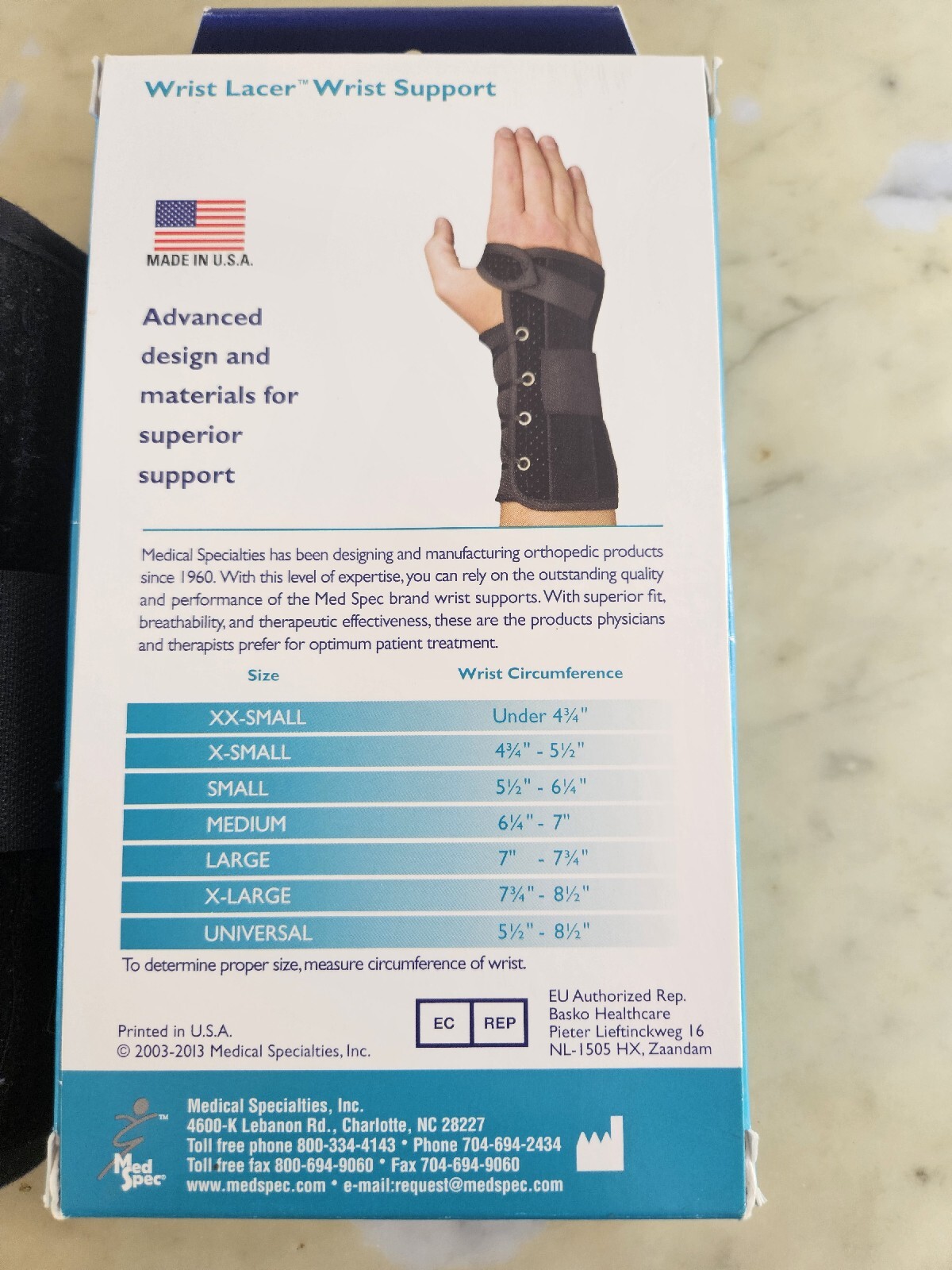 Left HAND ARM MED SPEC WRIST LACER 8″ Suede BLACK WRIST BRACE Support X-Small