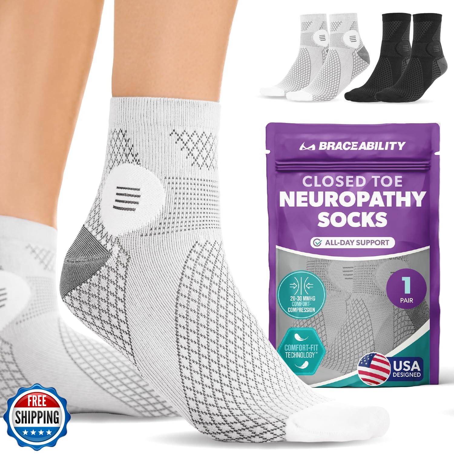 BraceAbility Closed Toe Neuropathy Socks – Diabetic Socks for Wom