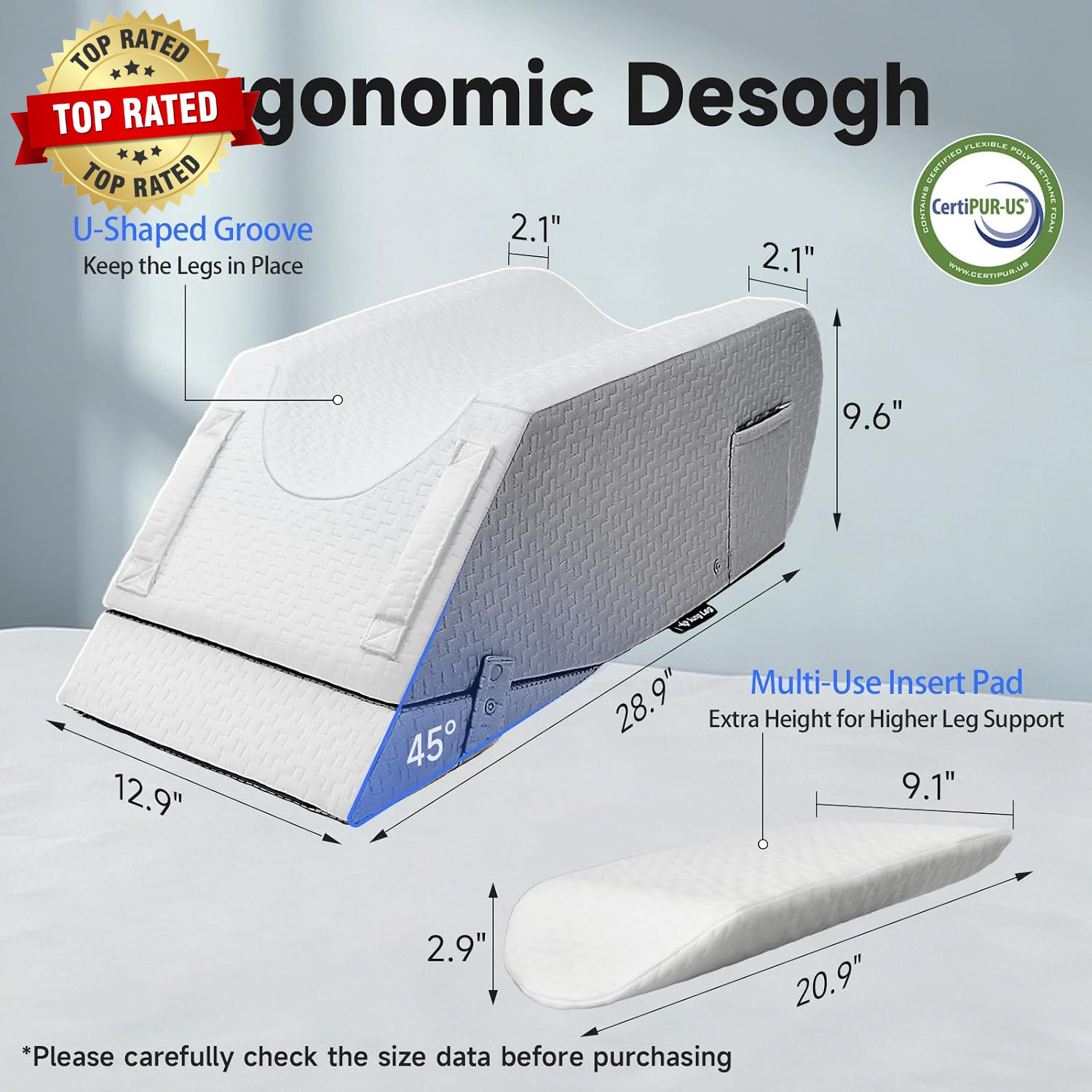 Leg Elevation Pillow for after Surgery, Adjustable 4 Heights & 2 Slopes, Knee Re