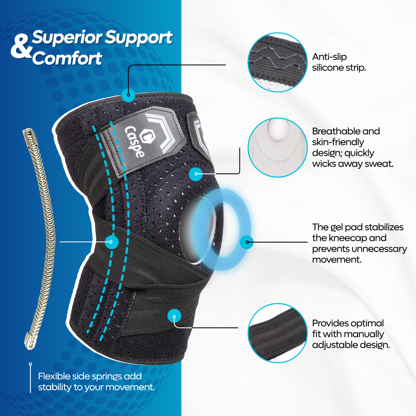 Knee Sleeve Compression Brace Support Meniscus Sport Joint Pain Arthritis Relief