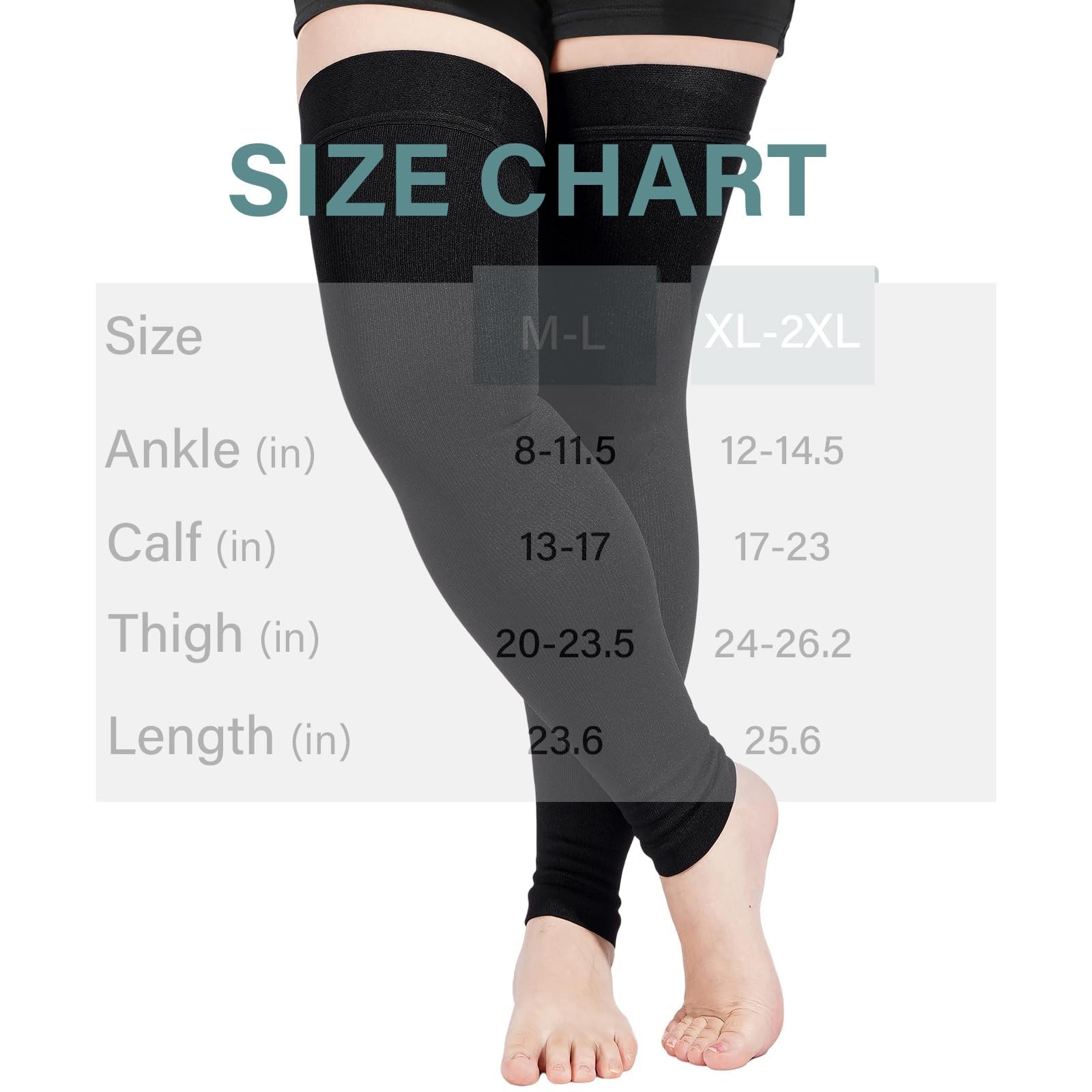 Thigh High Compression Socks Stockings Footless Leg Compression Sleeve for Wo…