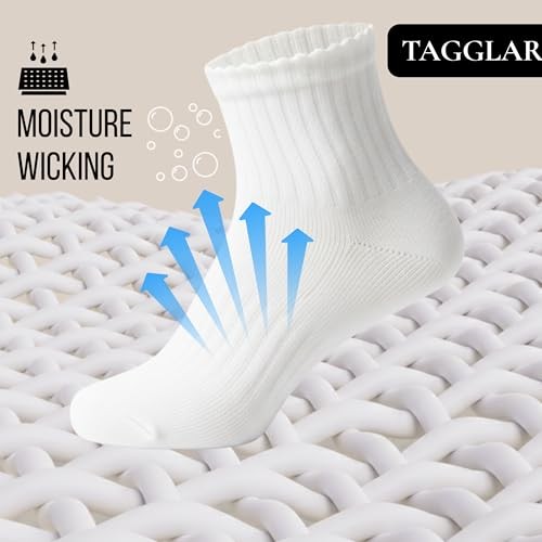Ankle Socks for Men & Women – 78% Organic Cotton, Moisture Wicking, 9-11 White