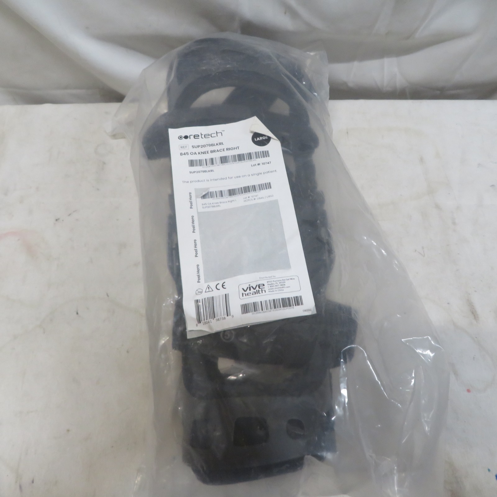 Coretech SUP2079BLKRL 845 Adjustable Straps OA Knee Brace for Right Leg – Large