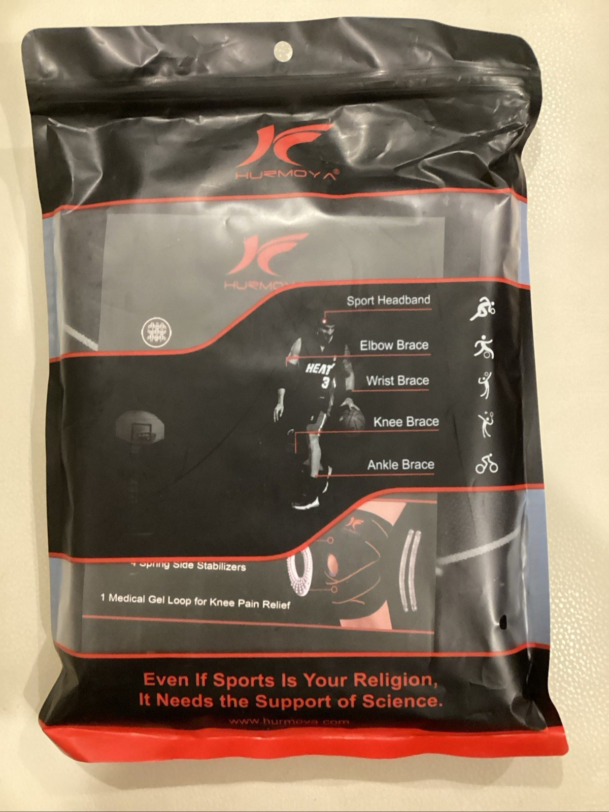 Hurmoya Knee Brace Comfortable Durable Material Medical Gel Loop. New Sealed Med