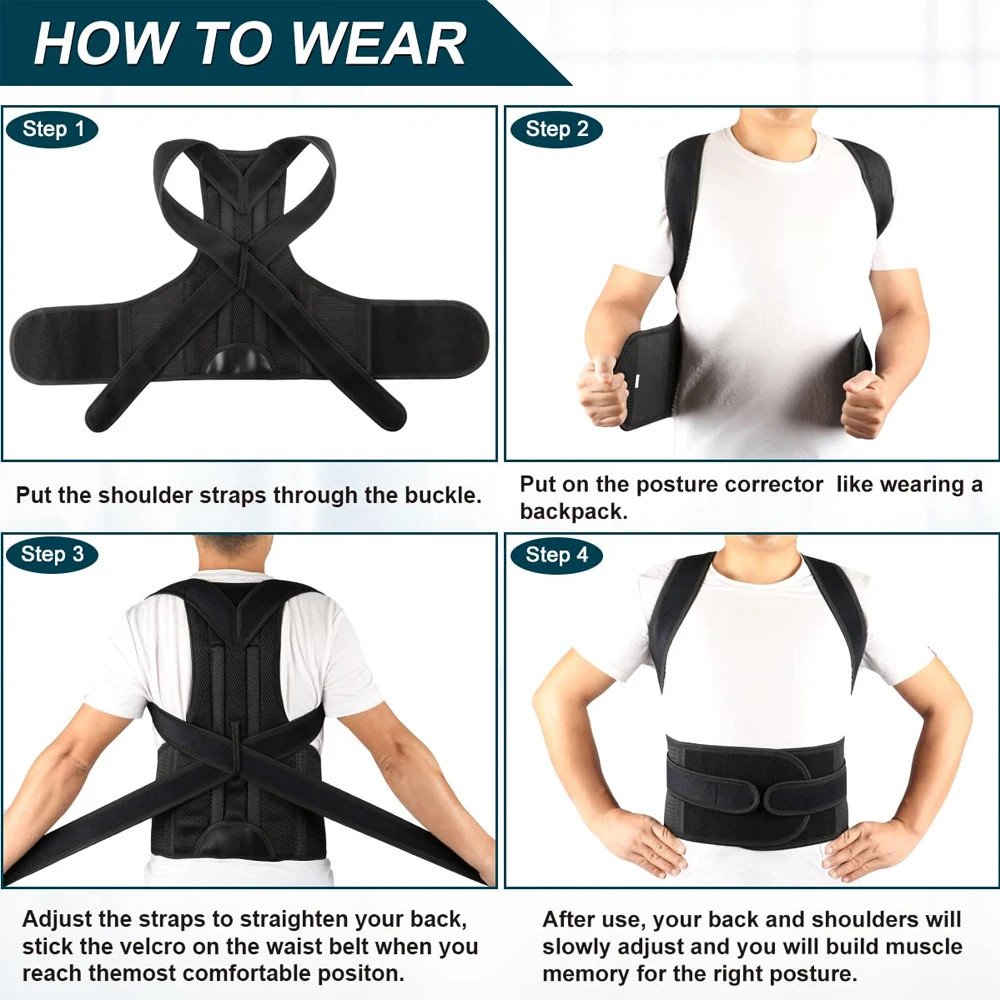 Back Brace Posture Corrector for Women & Men Back Straightener Scoliosis and
