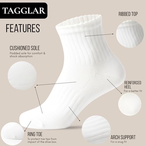 Ankle Socks for Men & Women – 78% Organic Cotton, Moisture Wicking, 9-11 White