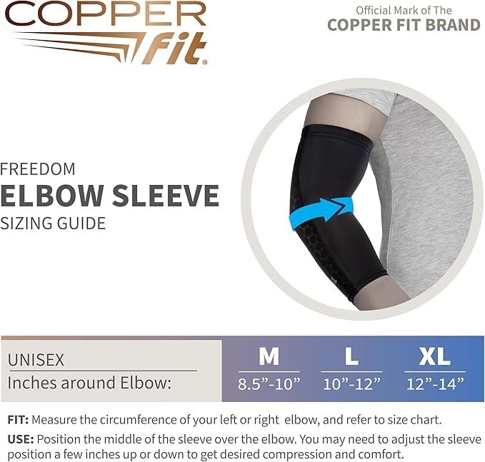 Copper Fit Freedom Copper Infused Compression Elbow Sleeve -Large