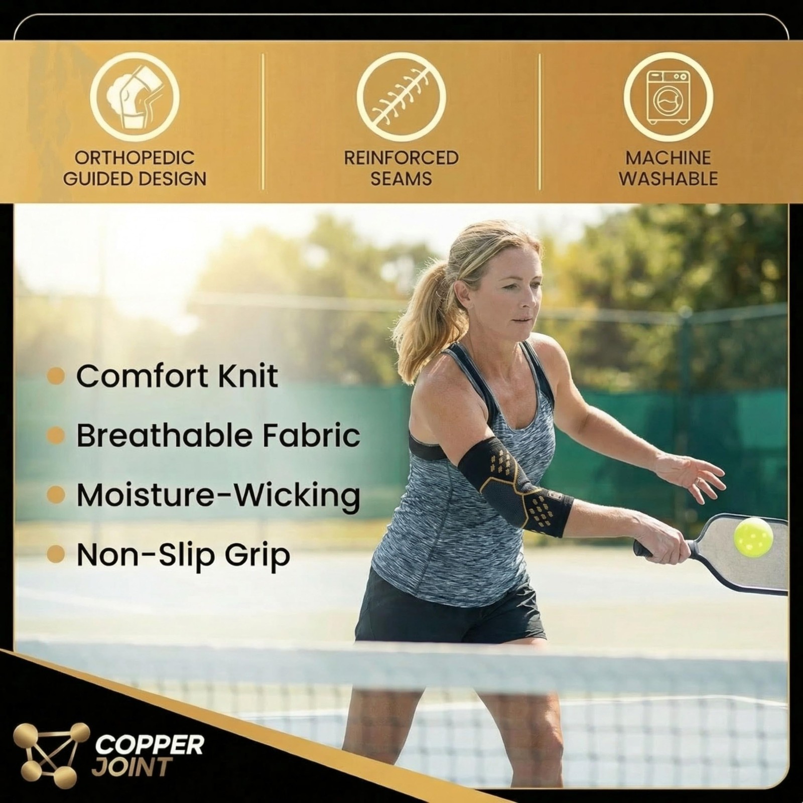 CopperJoint Elbow Compression Sleeve, Single (XL) Copper X-Large, PRO Edition