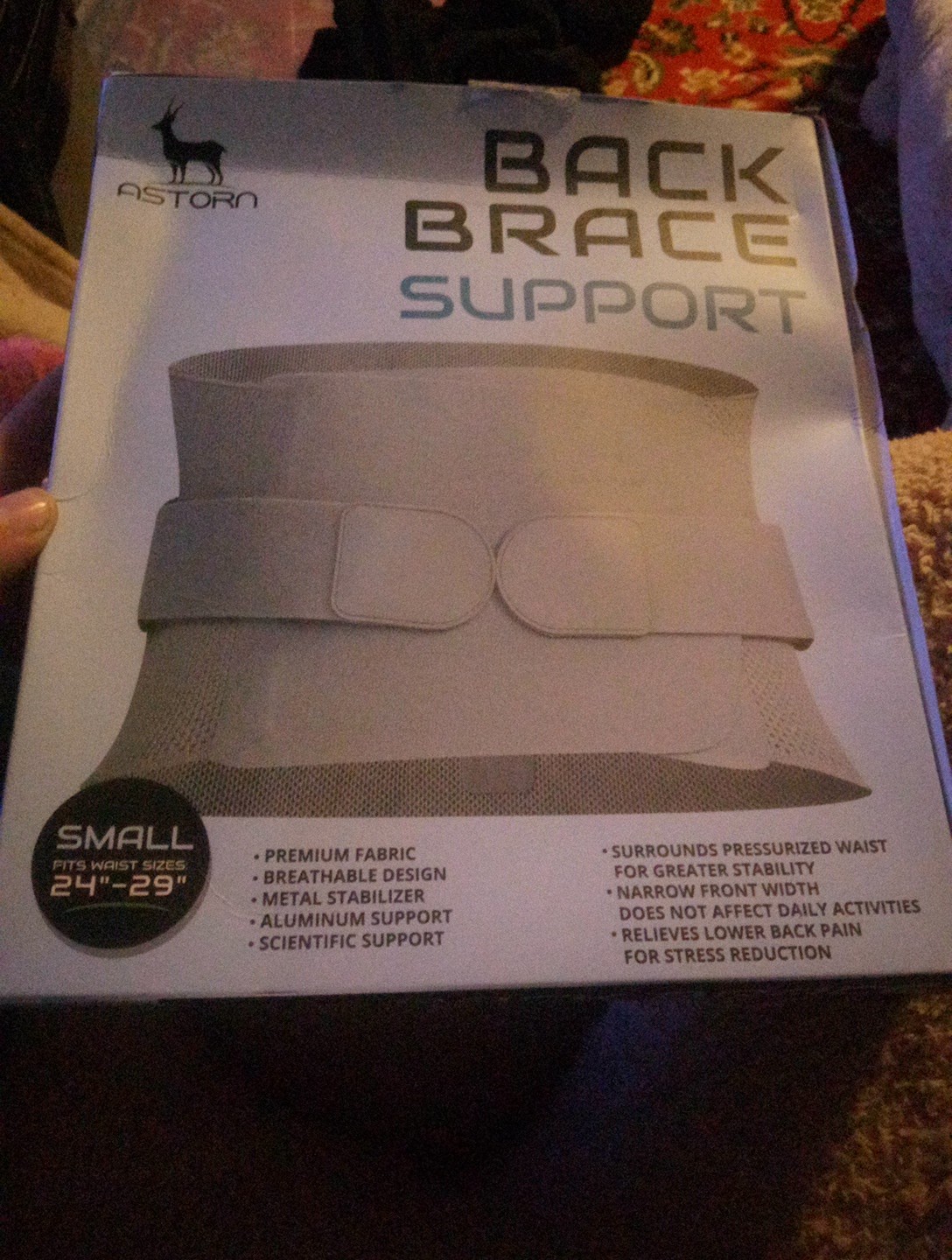 Astorn Back Brace for Lower Back Pain Adult Small for Waist Sizes 24”-29” New!