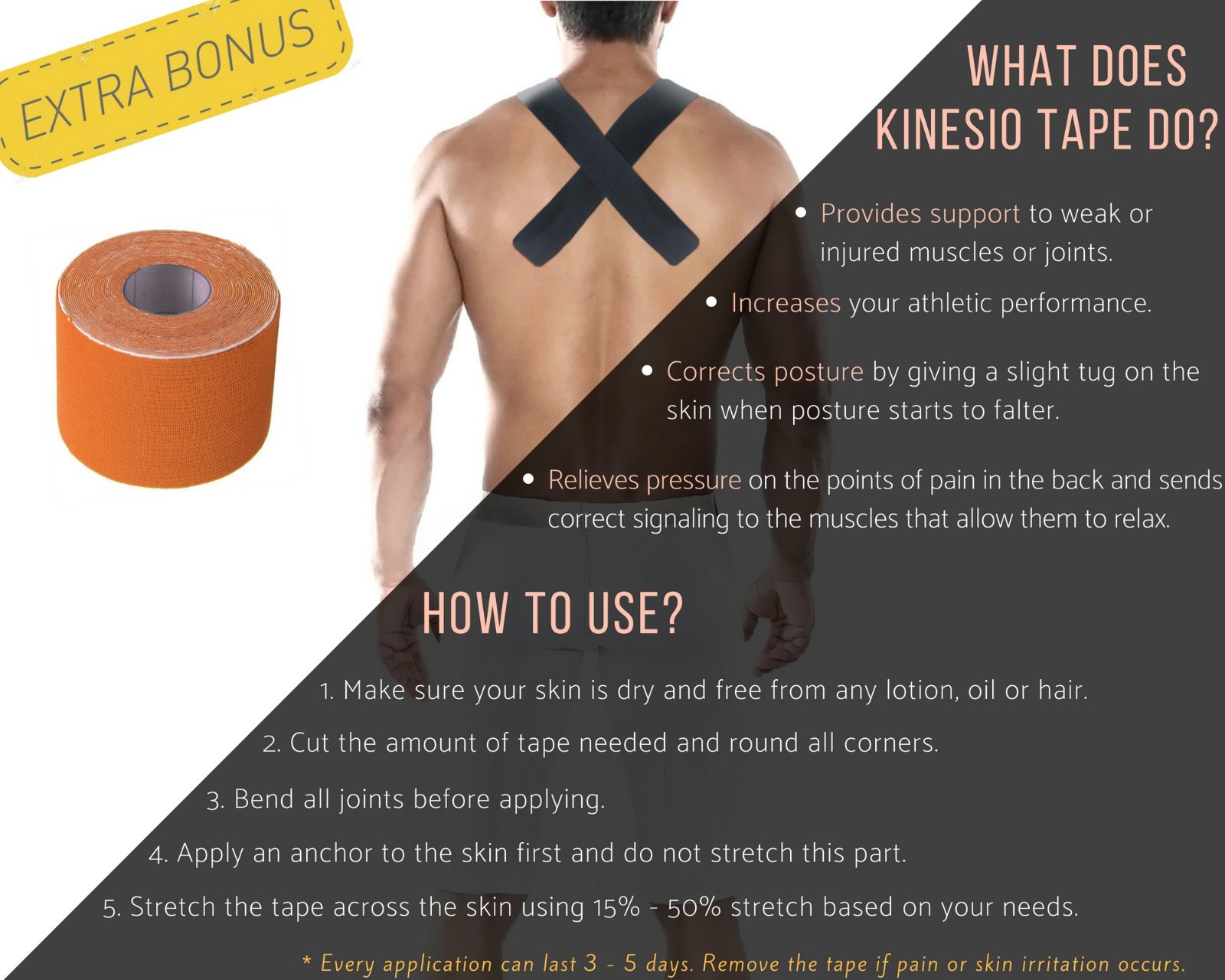 Vriksasana Posture Corrector with 2″ Kinesiology Tape
