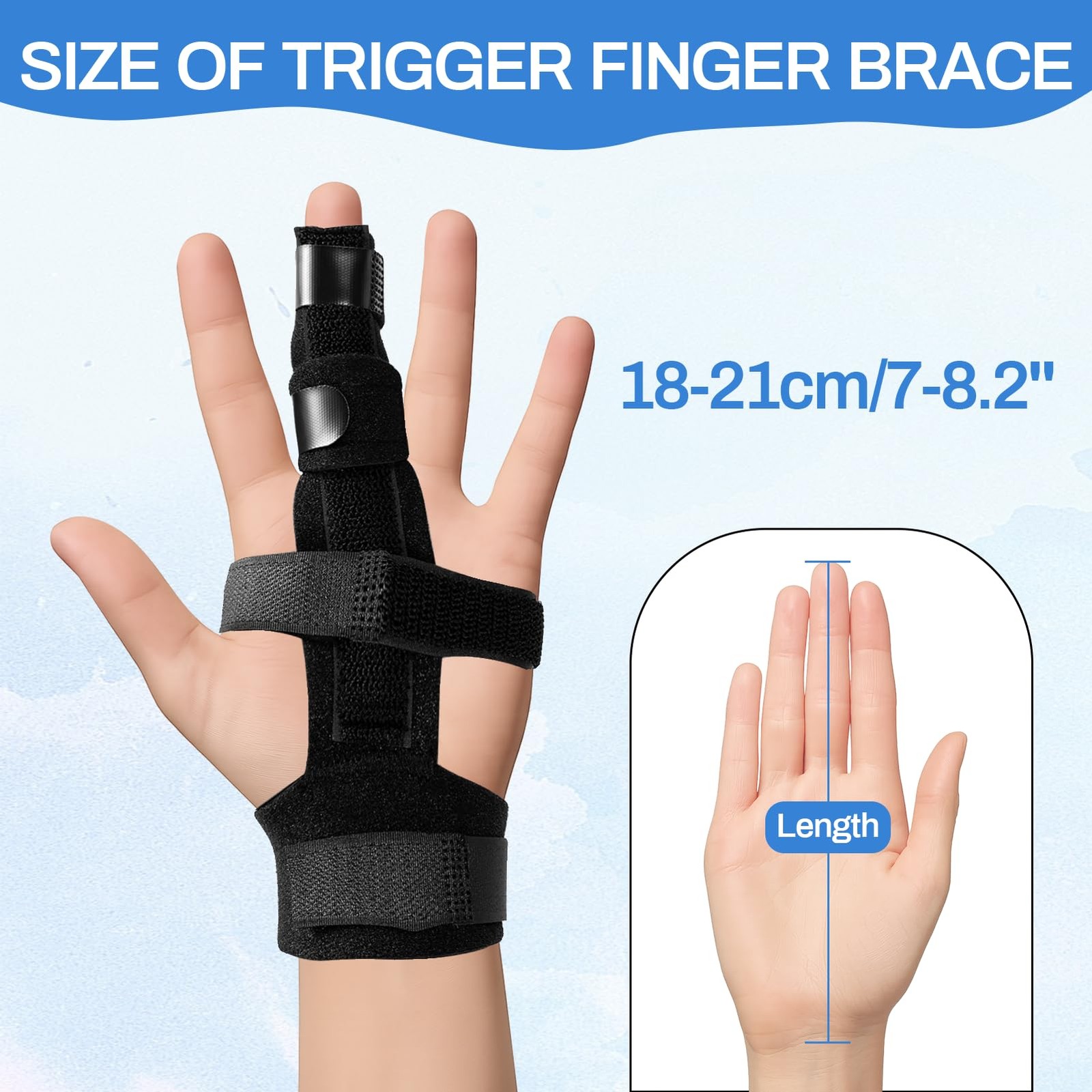 JDVBDNK 2 Pcs Trigger Finger Brace, Adjustable Hand Splint, One Size, black