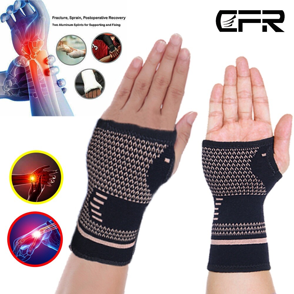 Copper Wrist Brace Support Compression Arthritis Pain Sport Carpal Tunnel Hand @