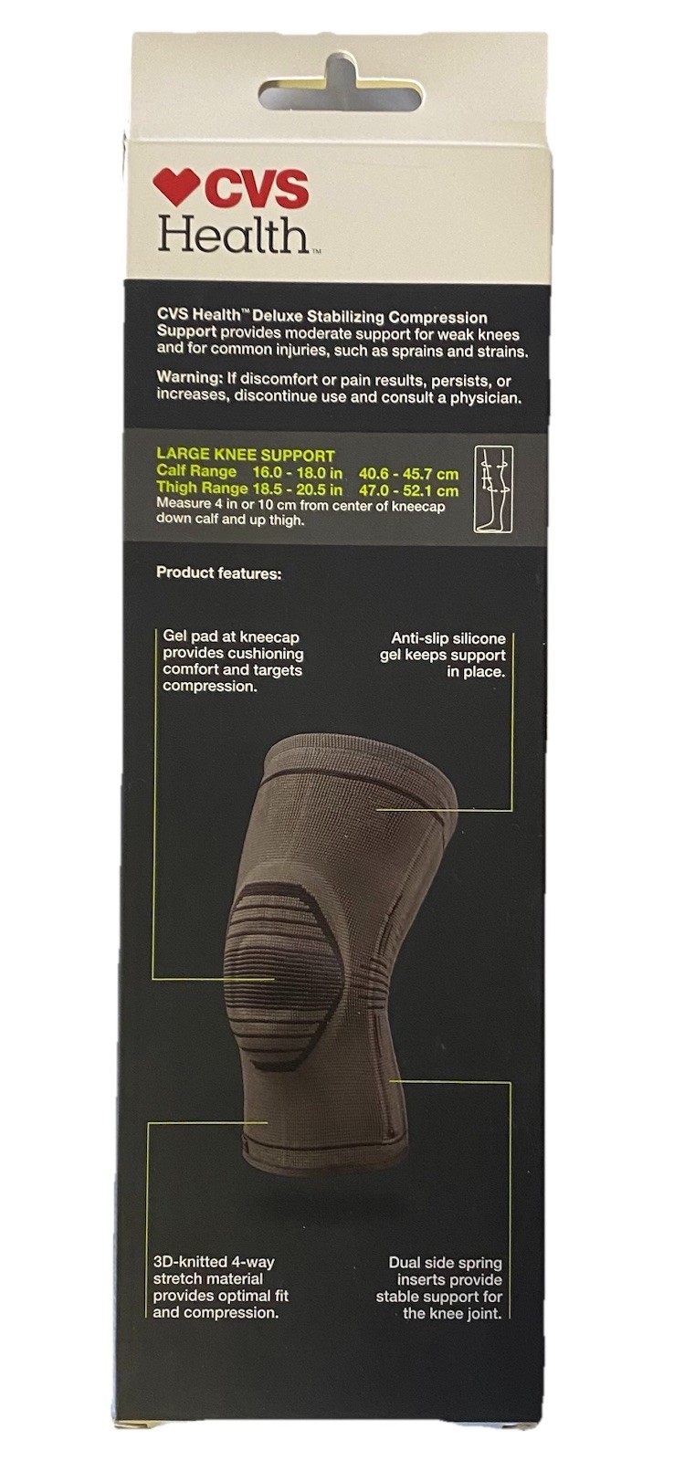 CVS Health Deluxe Stabilizing Compression Knee Moderate Support LARGE