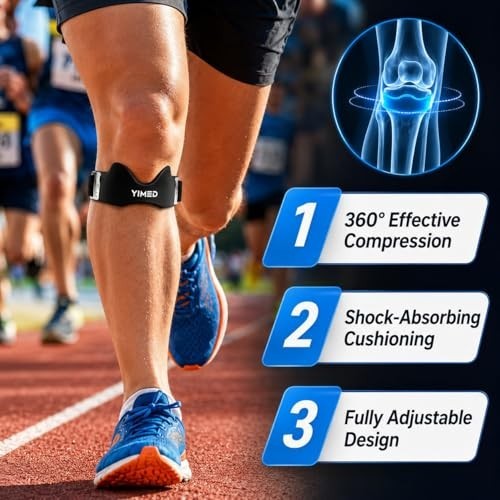 Patellar Tendon Support Strap Silicone Knee Brace for Pain Relief Black